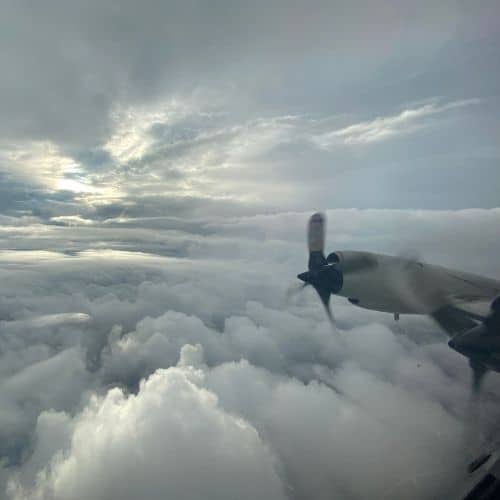 Within the eye of Hurricane Ida on NOAA WP-3D Orion N43RF Miss Piggy the morning of August 28, 2021 Credit Lt. Cmdr. Kevin Doremus, NOAA Corps